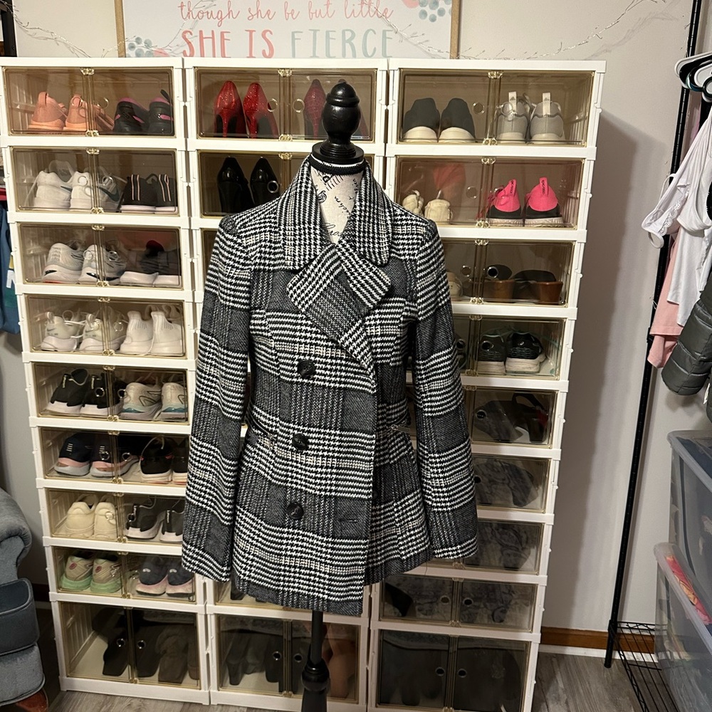 Marilyn & Me Heavy weight Checkered‎ dress Coat Size Small